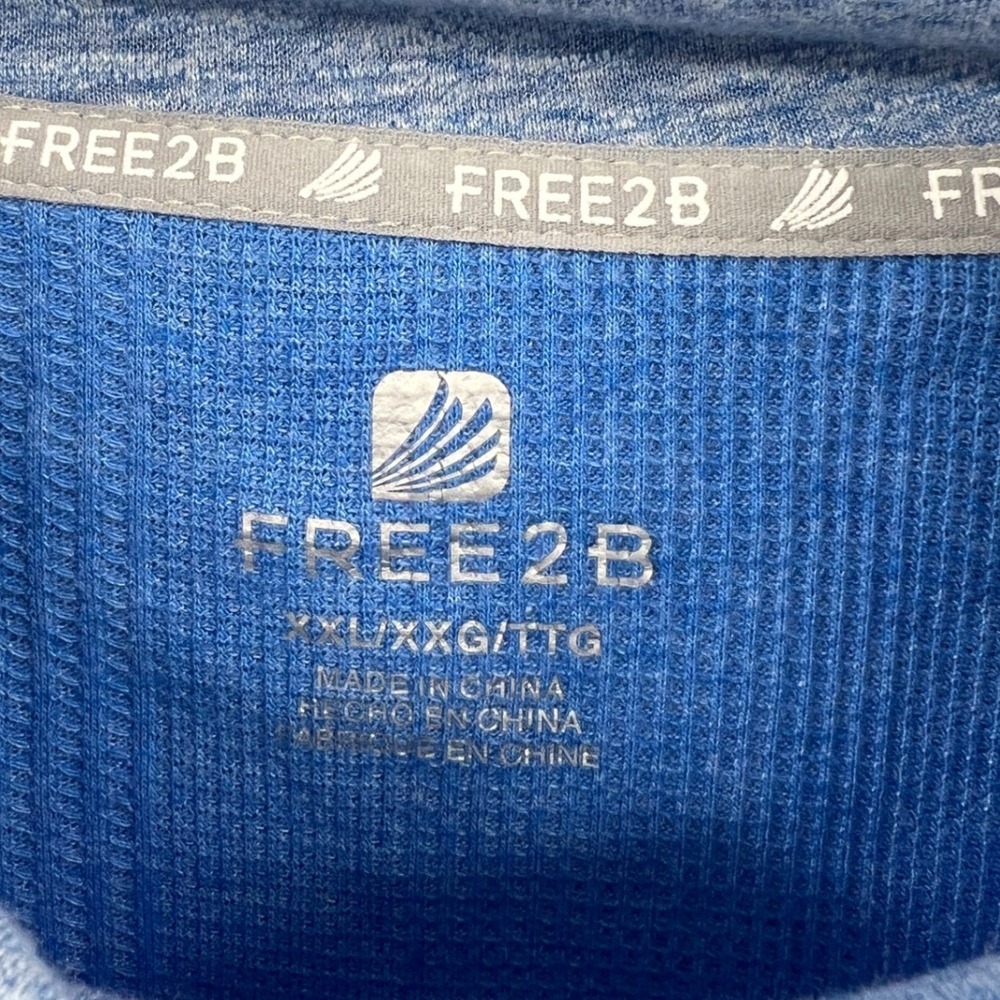 Free2B Waffle Knit Cowl Neck Drawstring Pullover Size XXL Blue Athleisure Cozy - Picture 2 of 7